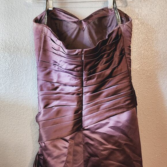 Bill Levkoff Deep Purple Ruched Sweetheart Bridesmaids Prom Dress Plus Size 14 - Picture 4 of 6